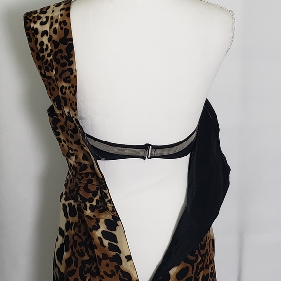 Nanette Lepore One Shoulder Leopard Print Ruched Lined Mini Dress Size 6 - Picture 12 of 15